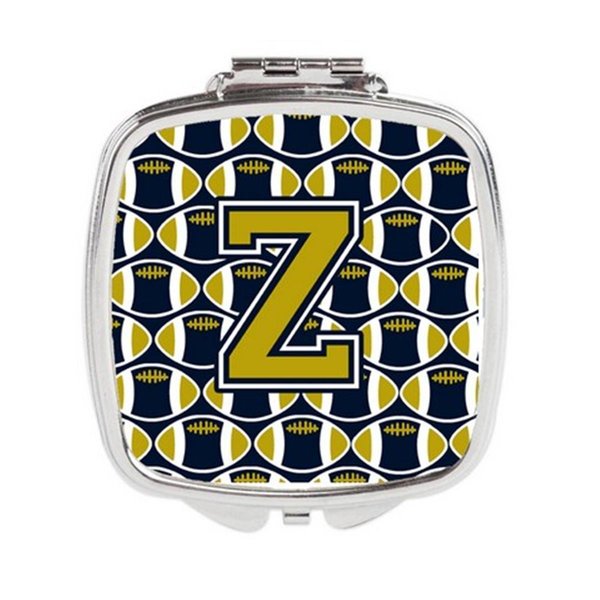 Carolines Treasures Letter Z Football Blue and Gold Compact Mirror, 3 x 0.3 x 2.75 in. CJ1074-ZSCM